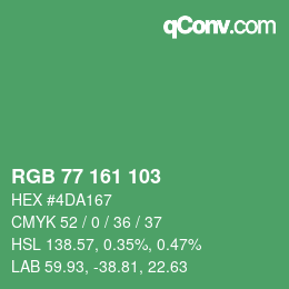 カラーコード: RGB 77 161 103 | qconv.com