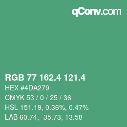 カラーコード: RGB 77 162.4 121.4 | qconv.com