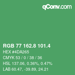 カラーコード: RGB 77 162.8 101.4 | qconv.com