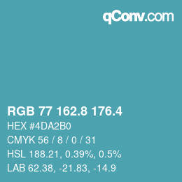 カラーコード: RGB 77 162.8 176.4 | qconv.com