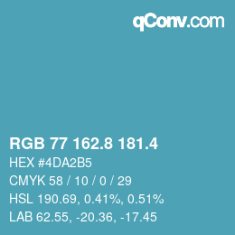 カラーコード: RGB 77 162.8 181.4 | qconv.com