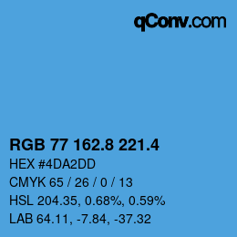 カラーコード: RGB 77 162.8 221.4 | qconv.com