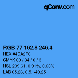 カラーコード: RGB 77 162.8 246.4 | qconv.com