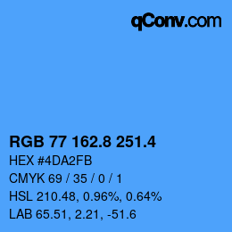 カラーコード: RGB 77 162.8 251.4 | qconv.com