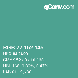 Color code: RGB 77 162 145 | qconv.com