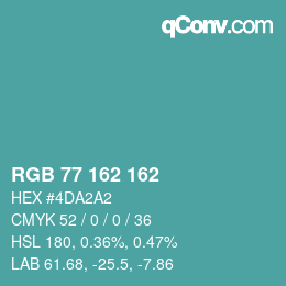 Color code: RGB 77 162 162 | qconv.com