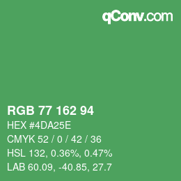 Color code: RGB 77 162 94 | qconv.com