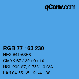 颜色代码: RGB 77 163 230 | qconv.com