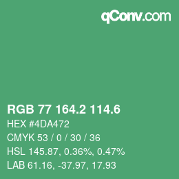 カラーコード: RGB 77 164.2 114.6 | qconv.com