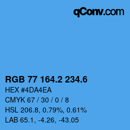 カラーコード: RGB 77 164.2 234.6 | qconv.com