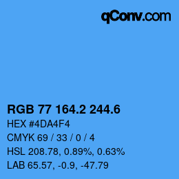 カラーコード: RGB 77 164.2 244.6 | qconv.com