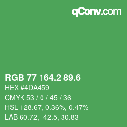 カラーコード: RGB 77 164.2 89.6 | qconv.com