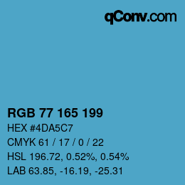 Color code: RGB 77 165 199 | qconv.com