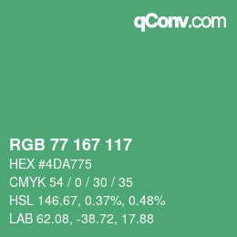 カラーコード: RGB 77 167 117 | qconv.com