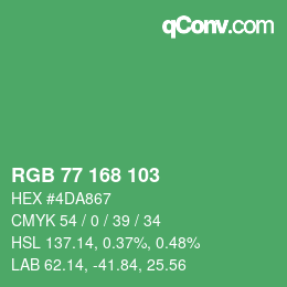 カラーコード: RGB 77 168 103 | qconv.com