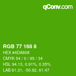 Color code: RGB 77 168 8 | qconv.com