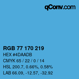 Color code: RGB 77 170 219 | qconv.com