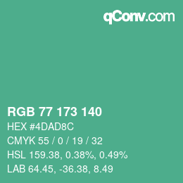 颜色代码: RGB 77 173 140 | qconv.com
