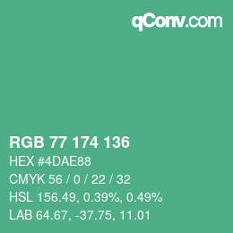 颜色代码: RGB 77 174 136 | qconv.com