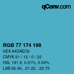 Color code: RGB 77 174 198 | qconv.com