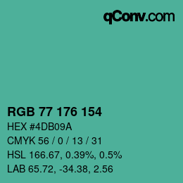 Color code: RGB 77 176 154 | qconv.com