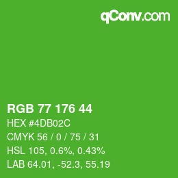 Color code: RGB 77 176 44 | qconv.com