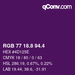 カラーコード: RGB 77 18.8 94.4 | qconv.com