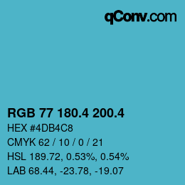 カラーコード: RGB 77 180.4 200.4 | qconv.com