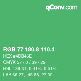 カラーコード: RGB 77 180.8 110.4 | qconv.com