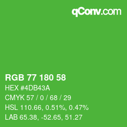 Color code: RGB 77 180 58 | qconv.com