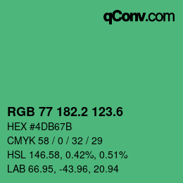 カラーコード: RGB 77 182.2 123.6 | qconv.com