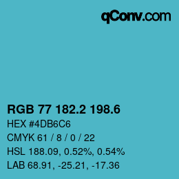 カラーコード: RGB 77 182.2 198.6 | qconv.com