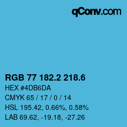 カラーコード: RGB 77 182.2 218.6 | qconv.com