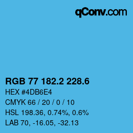 カラーコード: RGB 77 182.2 228.6 | qconv.com