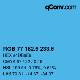 カラーコード: RGB 77 182.6 233.6 | qconv.com
