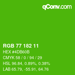 Color code: RGB 77 182 11 | qconv.com