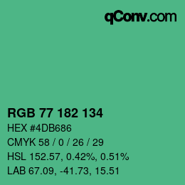 カラーコード: RGB 77 182 134 | qconv.com
