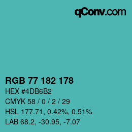 Color code: RGB 77 182 178 | qconv.com