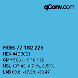 Color code: RGB 77 182 225 | qconv.com