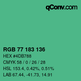 Color code: RGB 77 183 136 | qconv.com