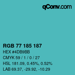 Color code: RGB 77 185 187 | qconv.com