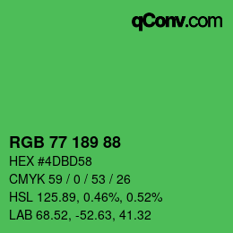 Color code: RGB 77 189 88 | qconv.com