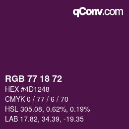 Color code: RGB 77 18 72 | qconv.com