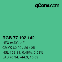 Color code: RGB 77 192 142 | qconv.com