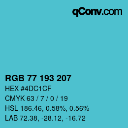 Color code: RGB 77 193 207 | qconv.com