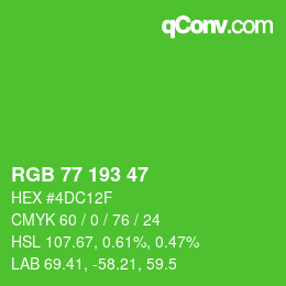 颜色代码: RGB 77 193 47 | qconv.com