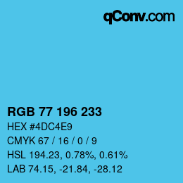 Color code: RGB 77 196 233 | qconv.com