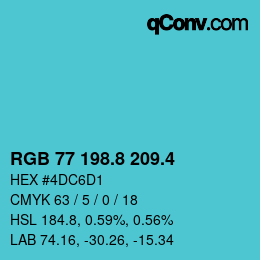 カラーコード: RGB 77 198.8 209.4 | qconv.com