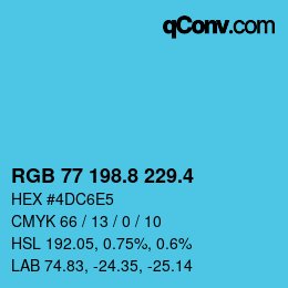 カラーコード: RGB 77 198.8 229.4 | qconv.com