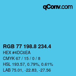 カラーコード: RGB 77 198.8 234.4 | qconv.com